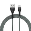 Кабель ColorWay USB-MicroUSB, braided cloth, 3А, 1м, Gray (CW-CBUM041-GR)