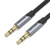 Кабель Vention Audio 3.5 mm - 3.5 mm, 1 m, Metal Type, Silver/Black(BAPHF)