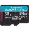 Карта пам`яти MicroSDXC 64GB UHS-I/U3 Class 10 Kingston Canvas Go! Plus R170/W70MB/s (SDCG3/64GBSP)